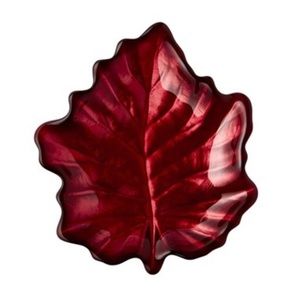 NWOT Glass Fall Red Leaf Dish